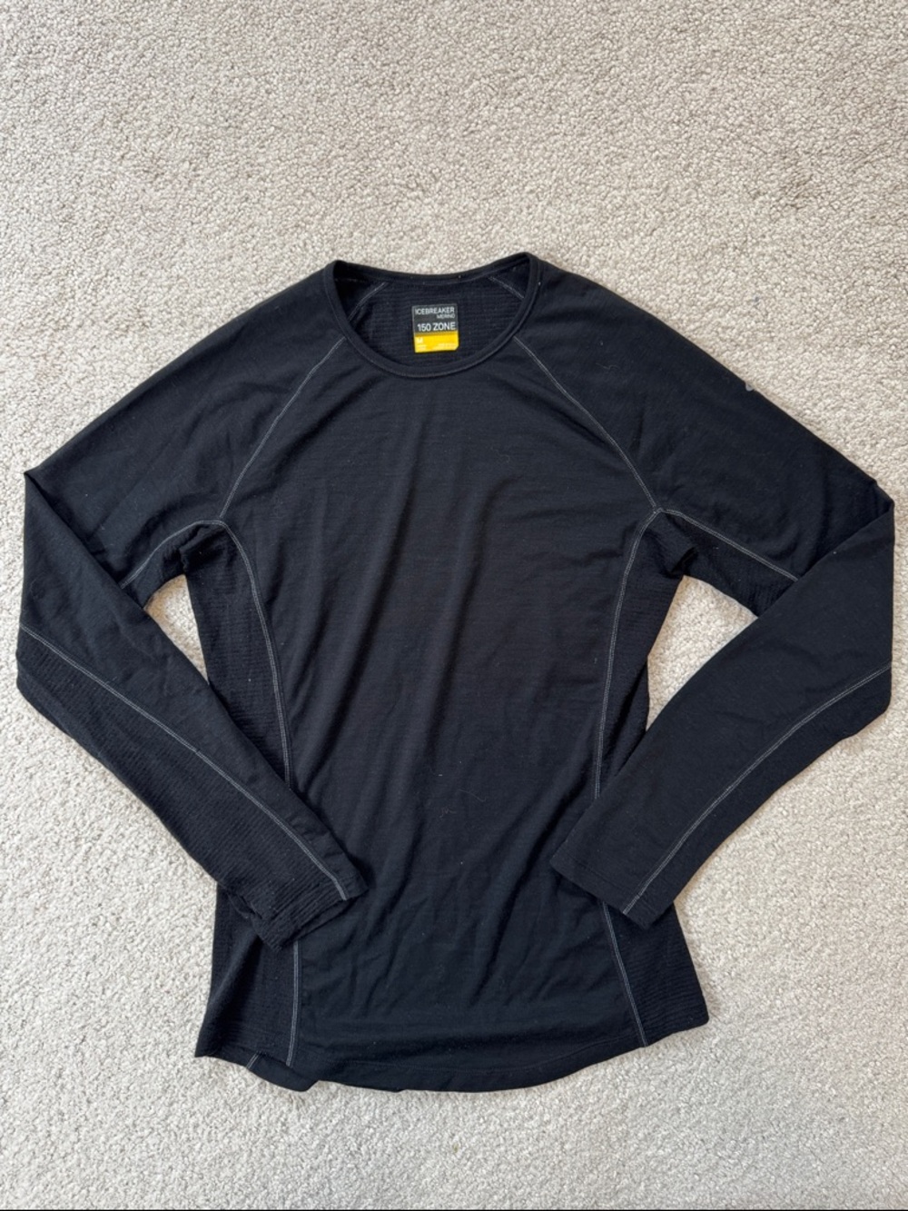 Icebreaker Merino 150 Zone Long Sleeve Crew Baselayer Black SzM